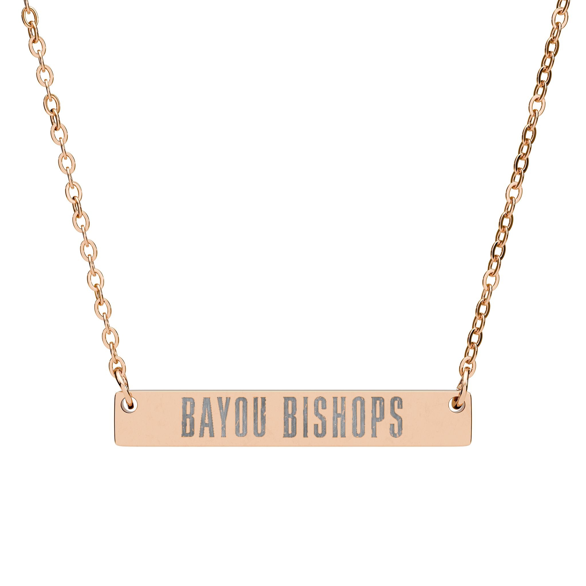 BAYOU BISHOPS Horizontal Bar Necklace (Engraving)