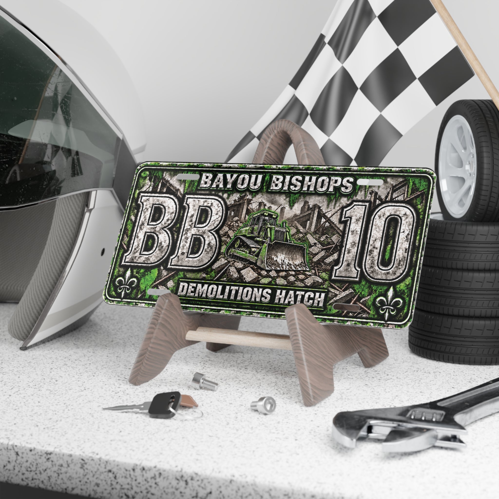 Bayou Bishops Demolitions Hatch Vanity Plate