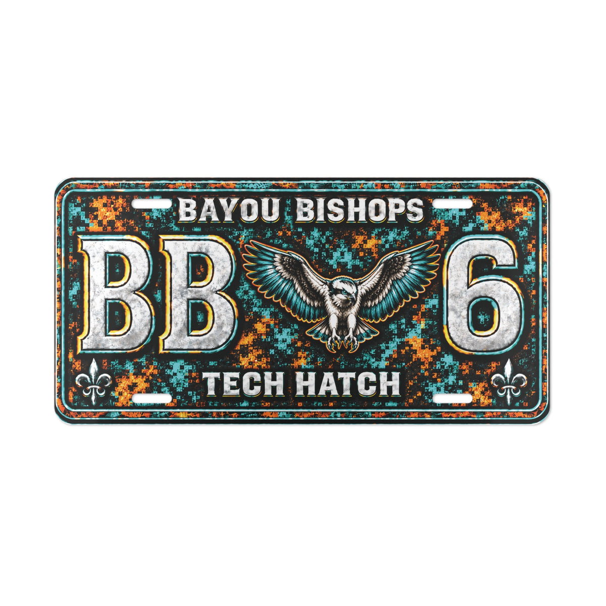 Bayou Bishops Tech Hatch Vanity Plate