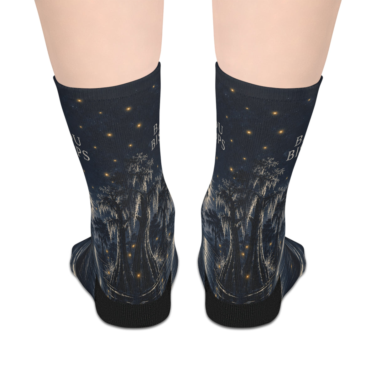 Bayou Bishops Mid-Length Socks Swamp Nightscape