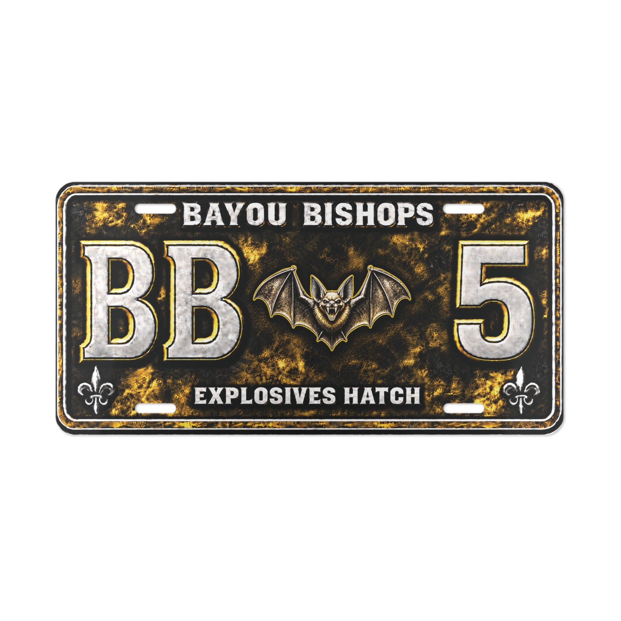 Bayou Bishops Explosives Hatch Vanity Plate