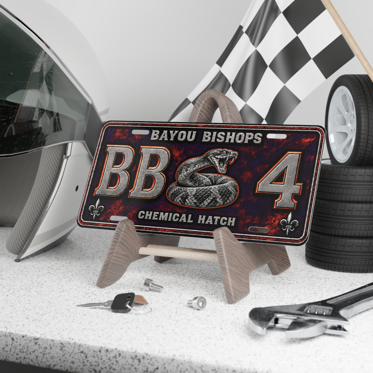 Bayou Bishops Chemical Hatch Vanity Plate