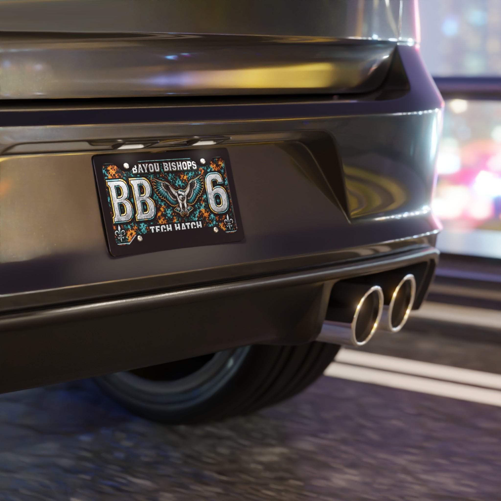 Bayou Bishops Tech Hatch Vanity Plate