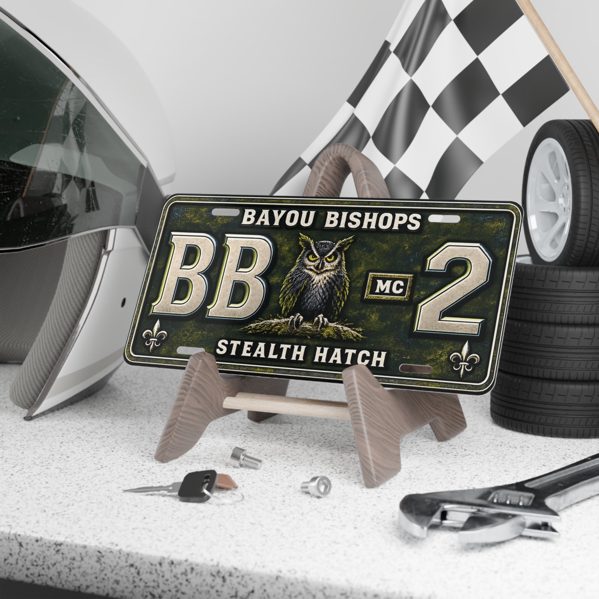 Bayou Bishops Stealth Hatch Vanity Plate