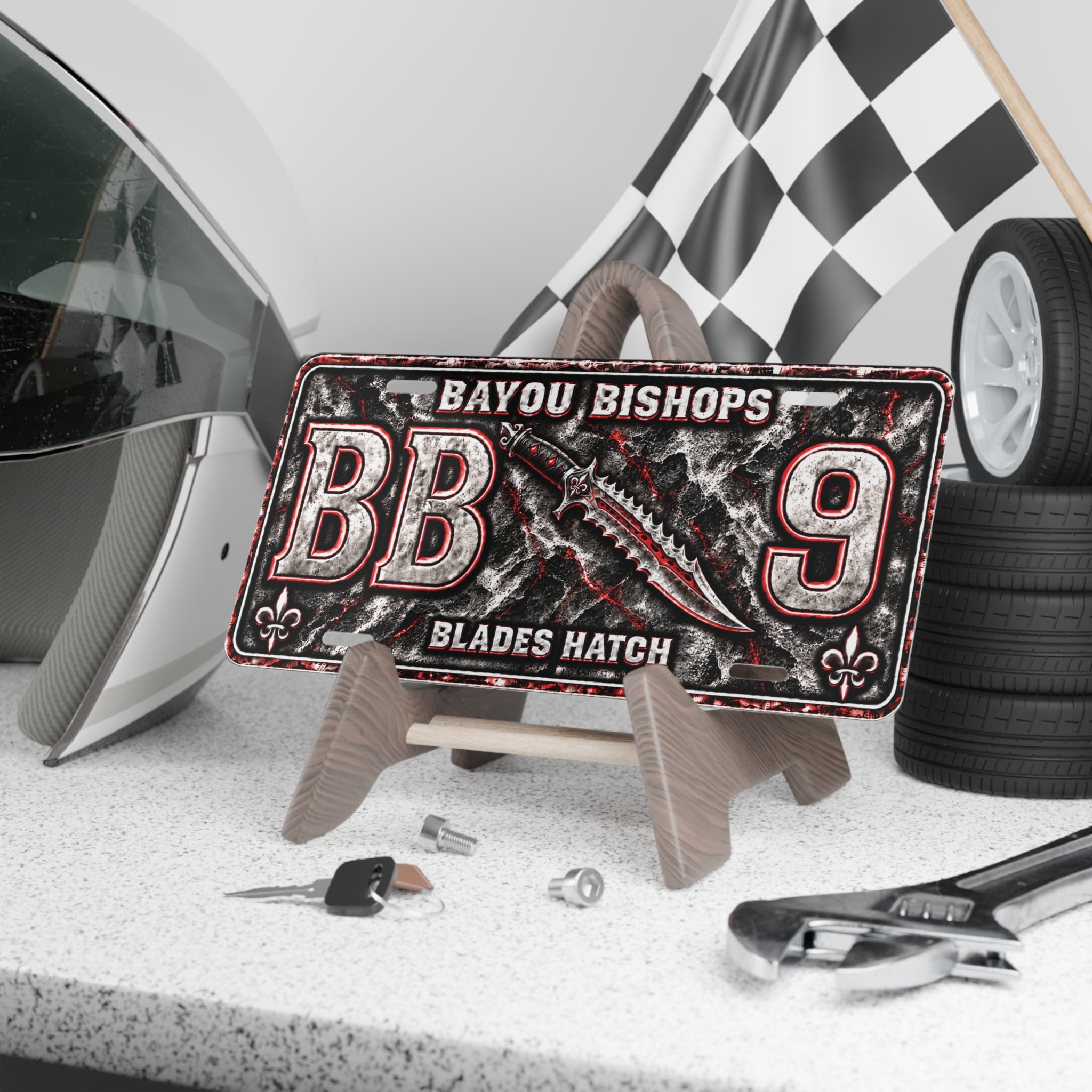 Bayou Bishops Blades Hatch Vanity Plate