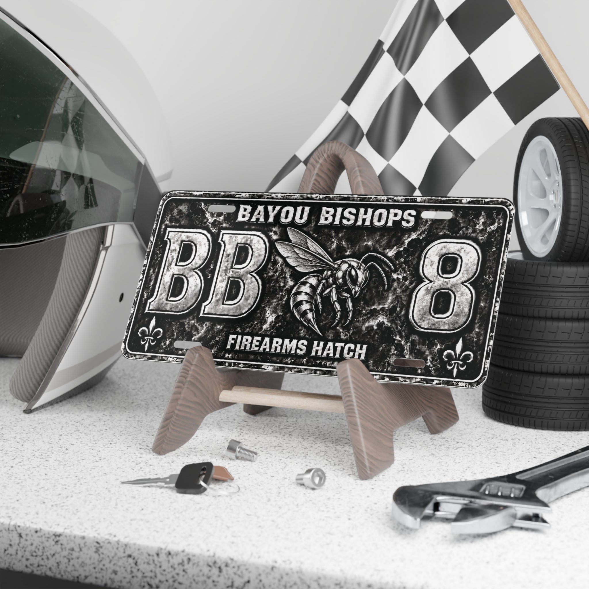 Bayou Bishops Firearms Hatch Vanity Plate