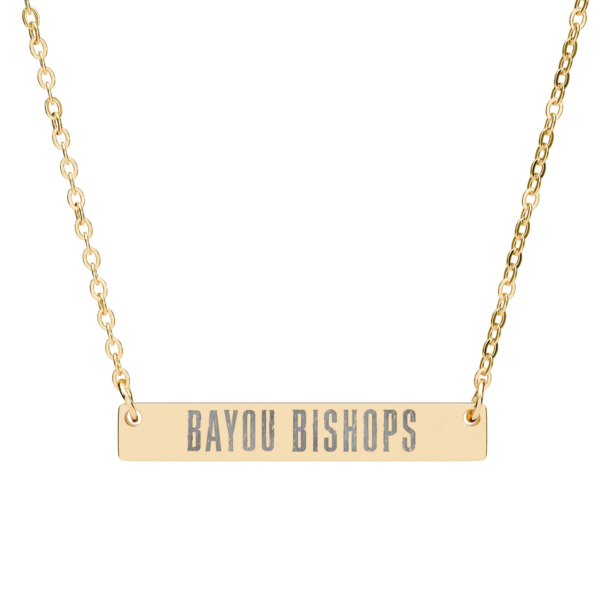 BAYOU BISHOPS Horizontal Bar Necklace (Engraving)