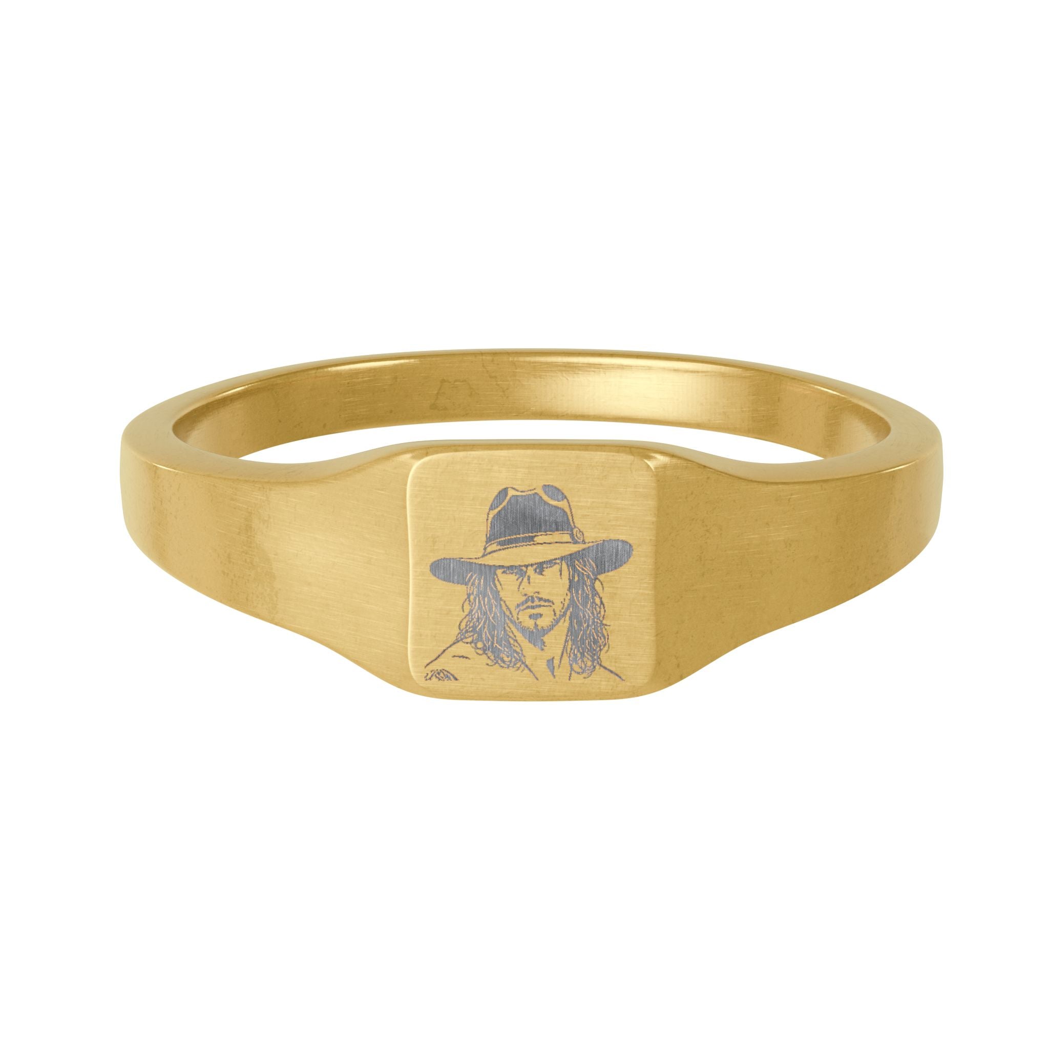 BISHOP Stainless Steel Square Signet Engraved Ring