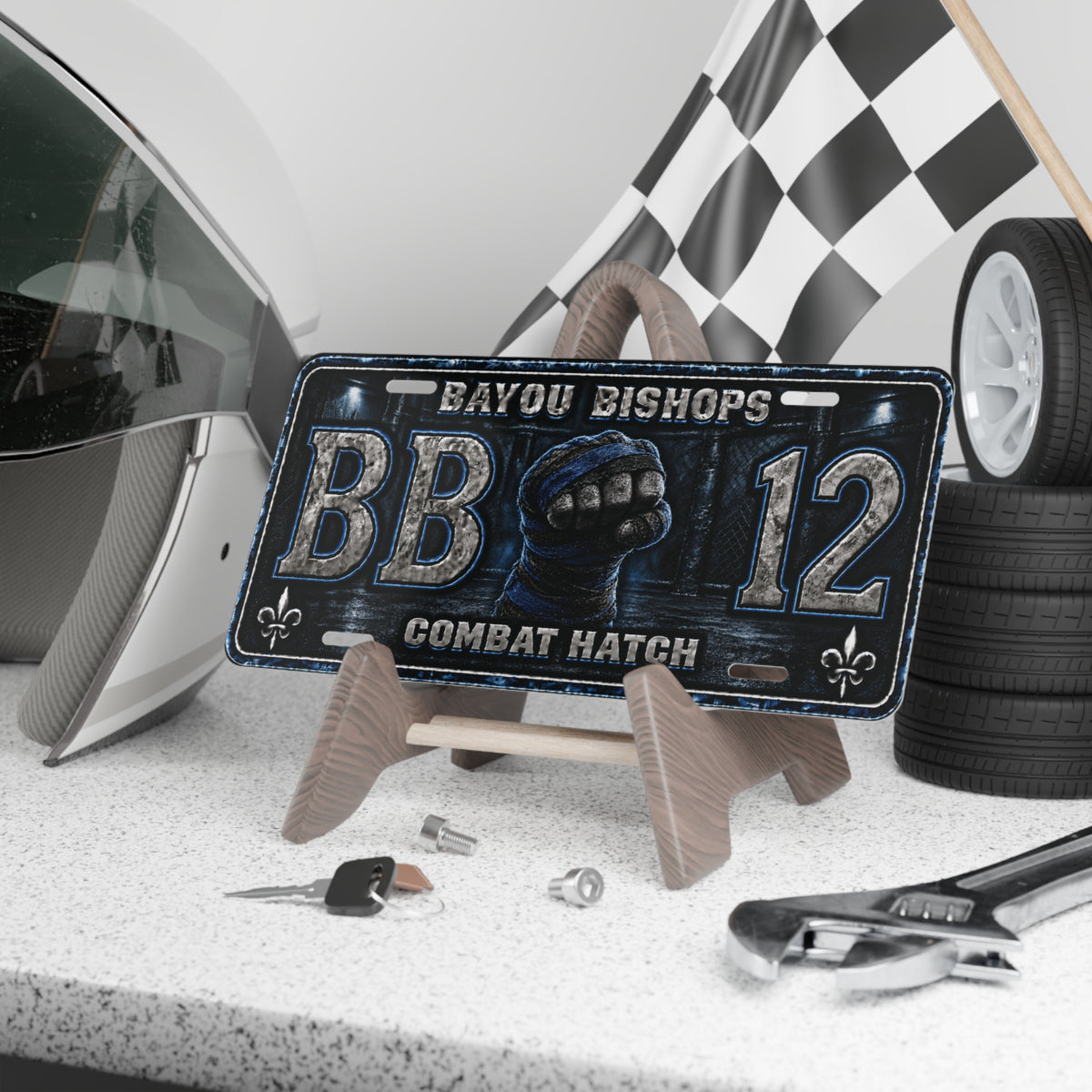 Bayou Bishops Combat Hatch Vanity Plate