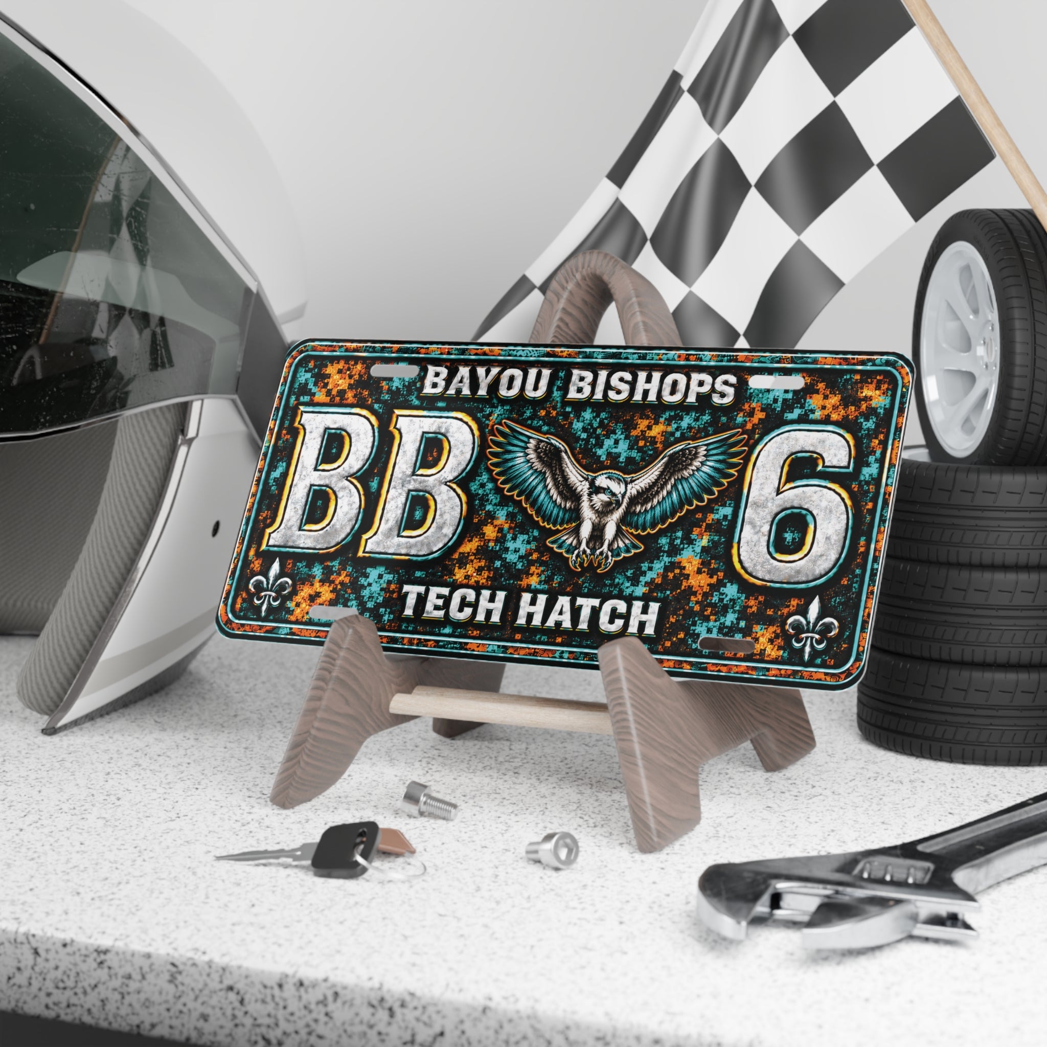 Bayou Bishops Tech Hatch Vanity Plate