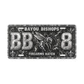 Bayou Bishops Firearms Hatch Vanity Plate