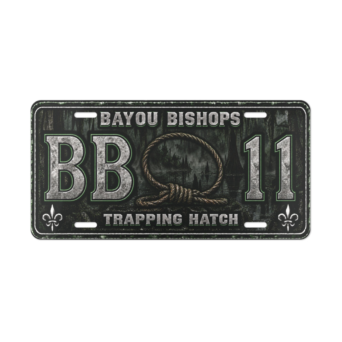 Bayou Bishops Trapping Hatch Vanity Plate