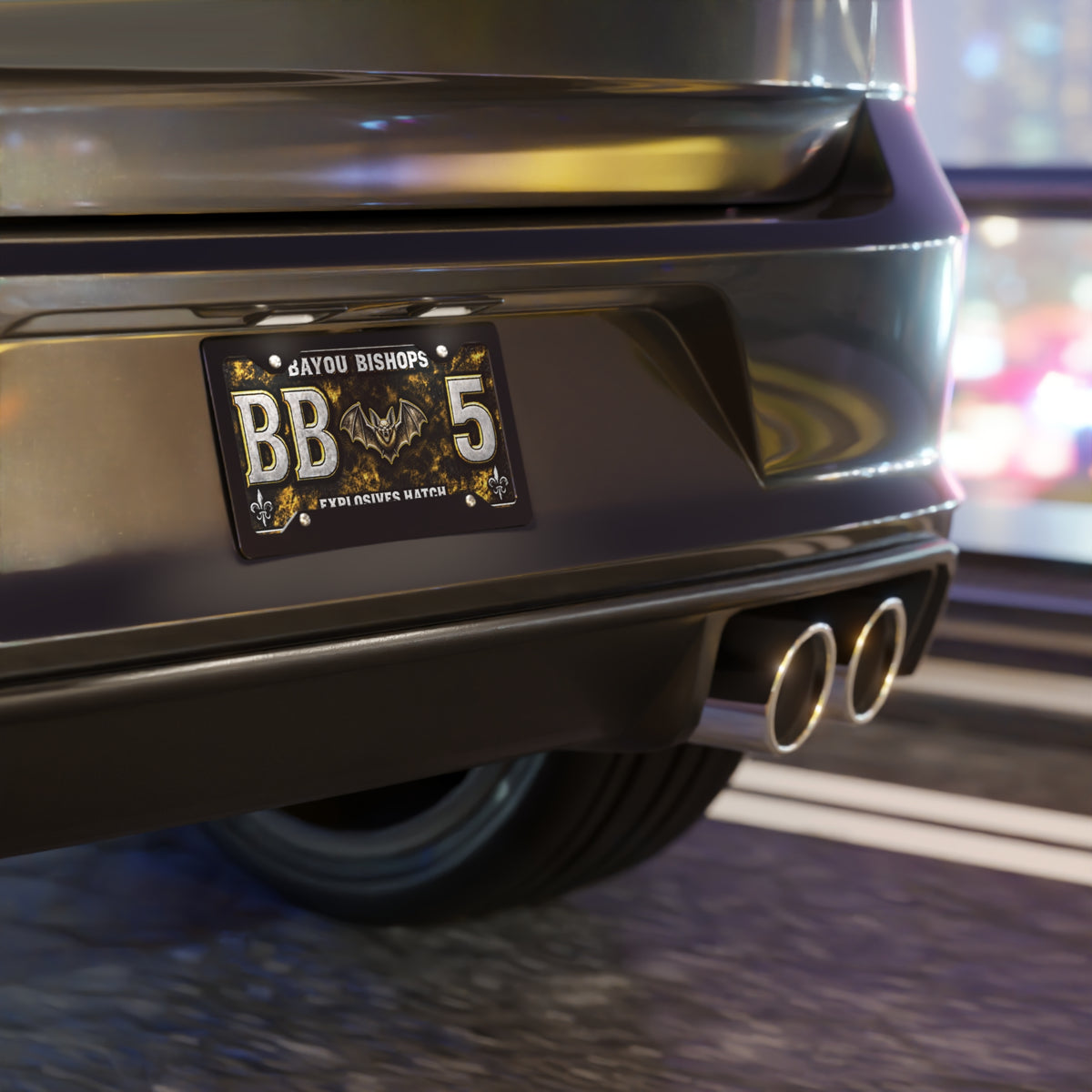 Bayou Bishops Explosives Hatch Vanity Plate