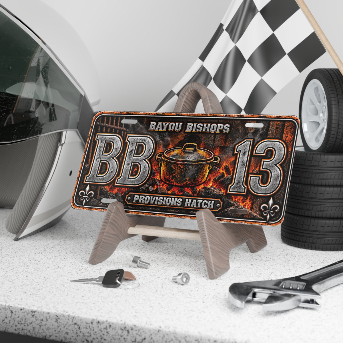 Bayou Bishops Provisions Hatch Vanity Plate