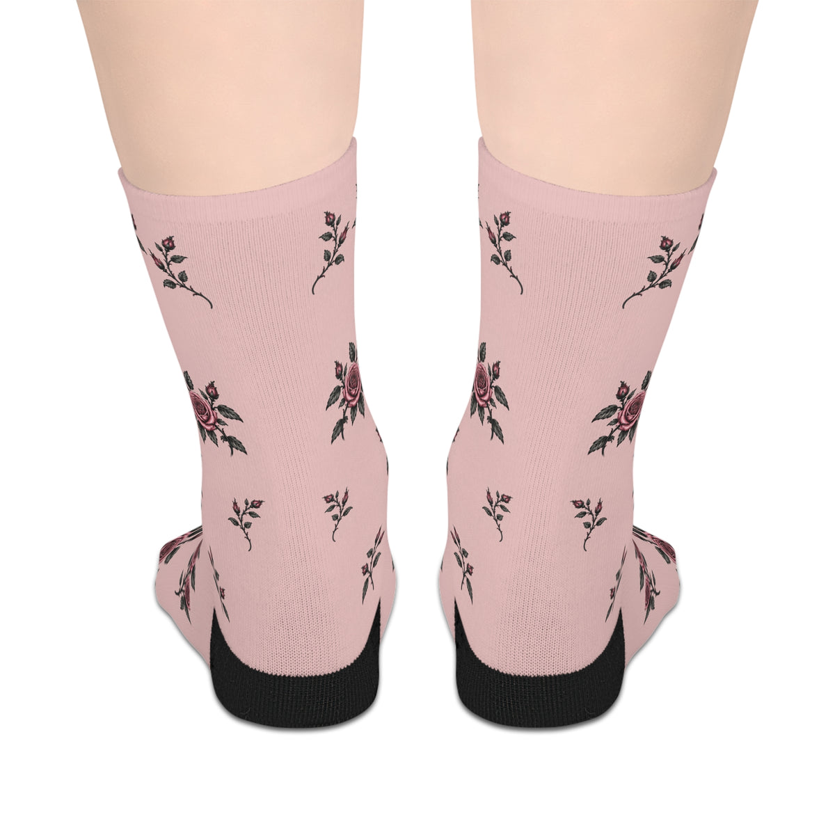 Bayou Bishops Mid-Length Socks — Vintage Rose Pattern