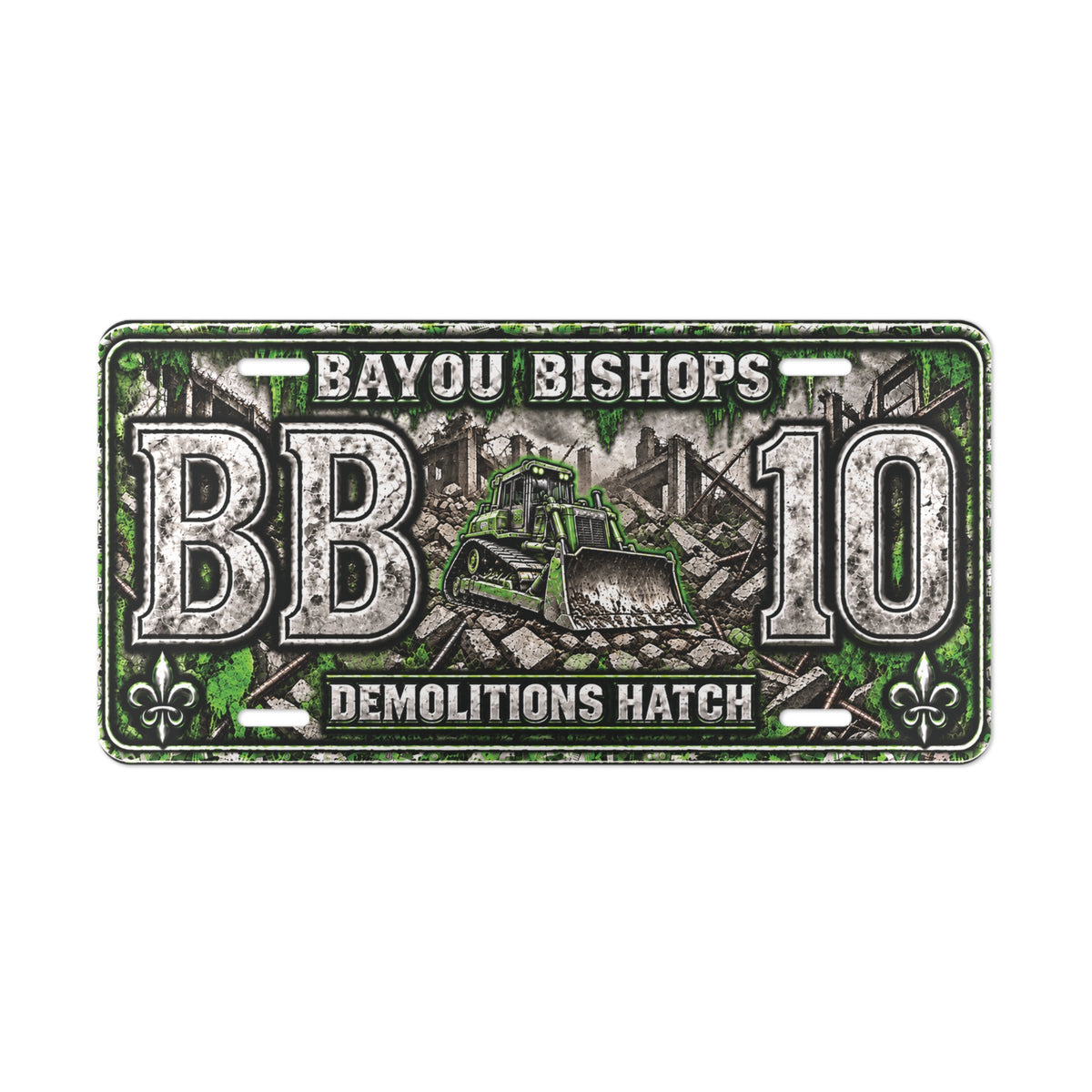 Bayou Bishops Demolitions Hatch Vanity Plate