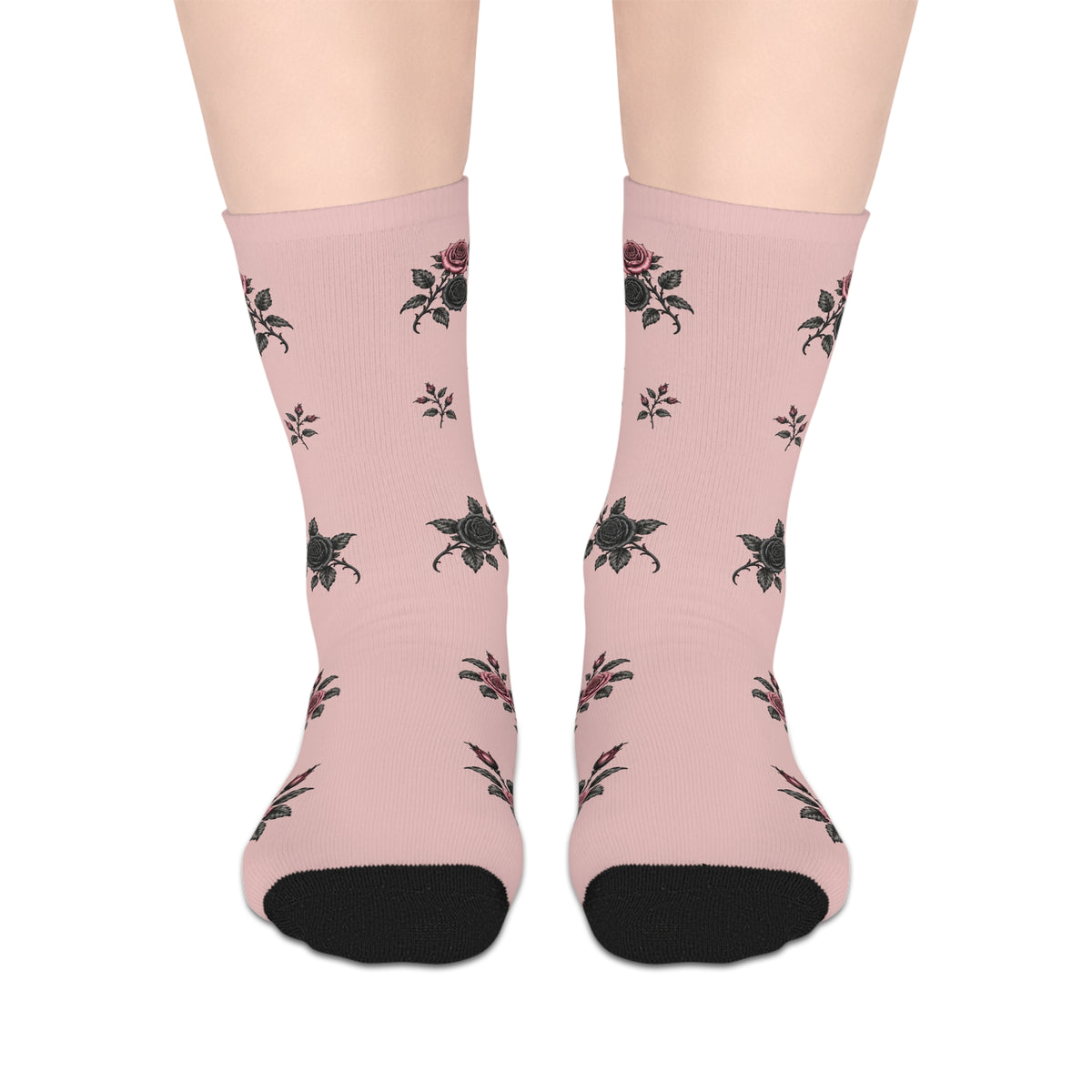 Bayou Bishops Mid-Length Socks — Vintage Rose Pattern